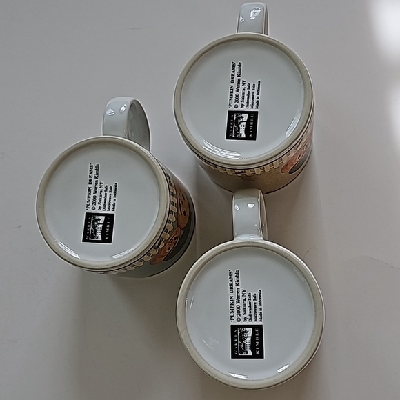 S/3 Vintage Warren Kimble "Pumpkin Dreams" Black Cat and Jack-o'-lantern Mugs - Picture 12 of 13